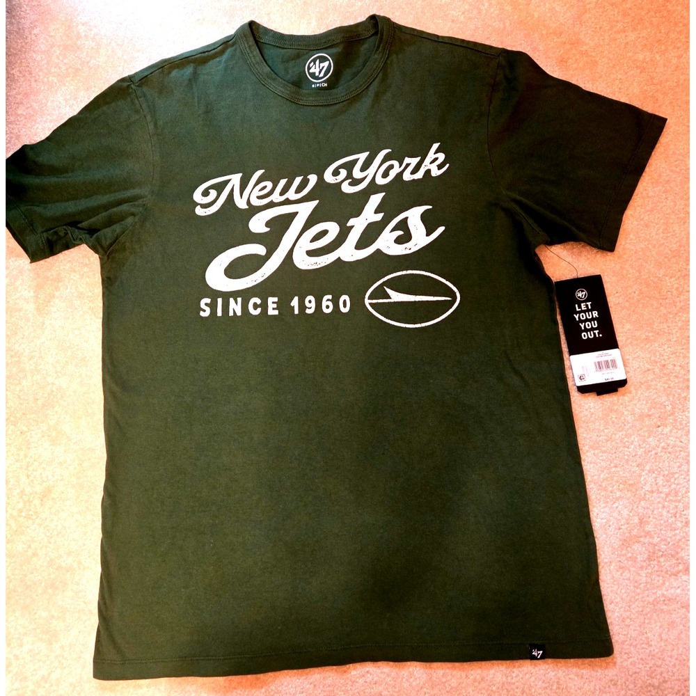New York Jets T Shirt Men's Small '47 Brand Green Retro NFL Team Apparel NEW‎